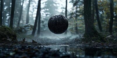 Mystical Forest Sphere Dark Fantasy Nature Scene photo