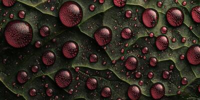 Macro Photo of Dew Drops on Leaf Nature Science Art Abstract Background