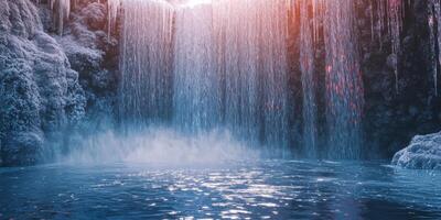Majestic Frozen Waterfall Winter Wonderland High Resolution Nature Photography photo