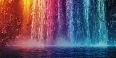 Vibrant Waterfall Rainbow Cascading Water Nature 8K photo