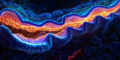 Bioluminescent Microscopic Guard Cells Stoma Detailed 8K Plant Cell Structure photo