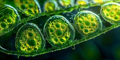 Microscopic Chloroplast Granum Thylakoids High Resolution Cellular Structure Image photo