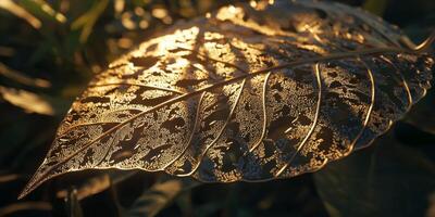 Golden Hour Leaf Intricate Shadow Detail Nature Macro Photography photo