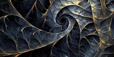 Abstract Dark Gold Leaf Fractal Art Nature Inspired Digital Design photo