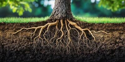 Detailed Tree Roots in Soil Nature Growth Botany Ecology Biology Environment High Resolution photo