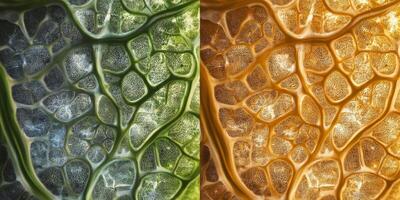 High Resolution Plant Cell Comparison Healthy vs Drought Stressed photo