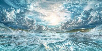 Dramatic Ocean Landscape Water Cycle Clouds Sky Seascape Nature photo