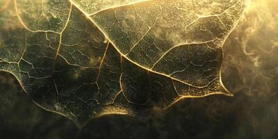 Golden Leaf Veins Translucent Nature Macro Botany Plant Sunlight 8k Resolution photo