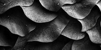 Monochrome Macro Dew Kissed Leaf Texture High Resolution Nature Photography photo
