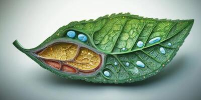 Stunning 3D Leaf Cross Section Transpiration Botany Nature Science photo