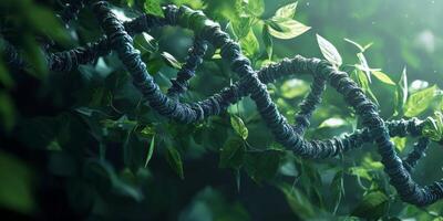 Lush Green Leaves DNA Helix Nature s Genetic Code photo