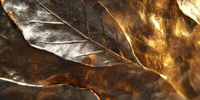 Metallic Leaf Texture Gold Silver Copper Hues Close up High Resolution photo