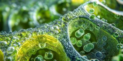 Microscopic Chloroplast Granum Thylakoids Cell Structure High Resolution Image photo