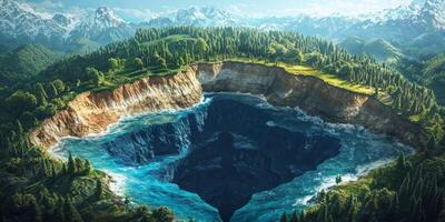 Stunning Aerial View of Earth s Core Ocean Forest Mountains photo