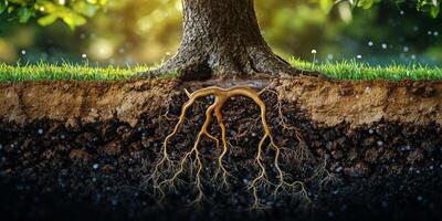 Tree Roots Soil Cross Section Mycorrhizal Network Nature Ecology Environment High Resolution photo