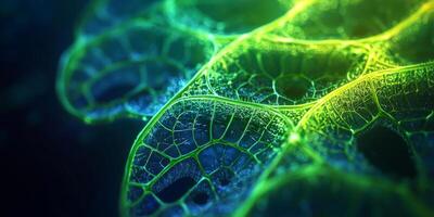 Microscopic Leaf Structure Xylem Phloem Green Blue Nature Detail photo