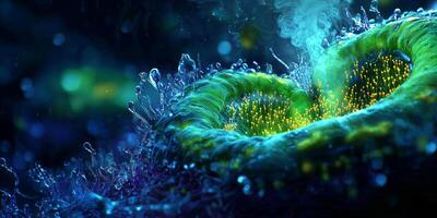 Microscopic Stomata Water Vapor Release in Vibrant Ecosystem photo