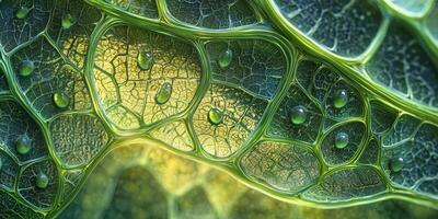 Microscopic Leaf Detail Water Droplets on Stomata High Resolution Nature Macro Photography photo