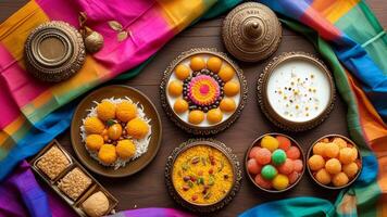 Assorted Indian sweets and desserts photo