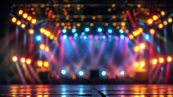 Blurred stage lights, perfect for concert or music event background. photo