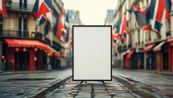 Blank billboard on Parisian street photo