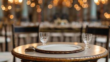Empty table setting at a wedding reception photo