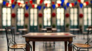Empty table in a French style cafe photo