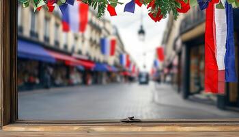 French street view through a window photo