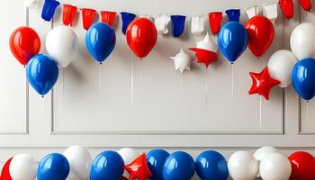 Red, white, and blue balloons and bunting. photo