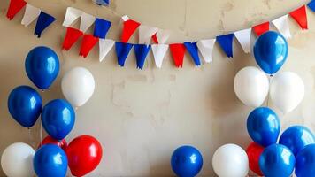 Red, white, and blue balloons and bunting. photo