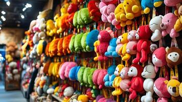 Colorful stuffed animals on display photo