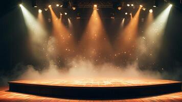 Dramatic stage lighting, ready for a performance. photo