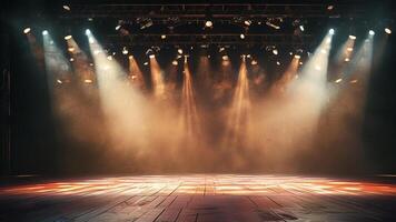 Empty stage with spotlights and haze photo