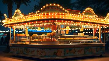 Illuminated food stall at night photo