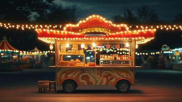 Night food stall at a funfair photo