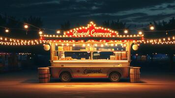 Night food stall with warm lighting photo