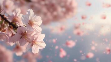 Cherry blossom petals falling photo