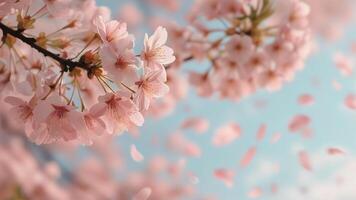 Cherry blossom petals falling photo
