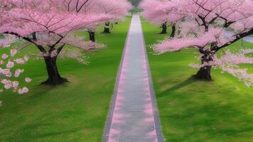 Cherry blossom pathway photo