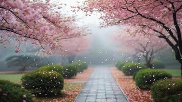 Cherry blossom pathway photo