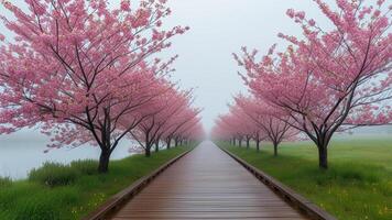 Cherry blossom pathway photo