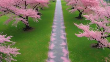 Cherry blossom pathway photo