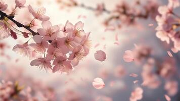 Falling cherry blossom petals photo