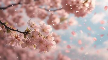 Falling cherry blossoms photo