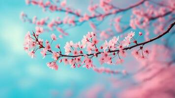 Pink cherry blossoms in spring photo