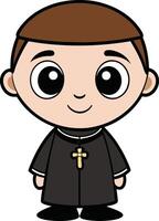 A cartoon boy in a black robe with a cross vector