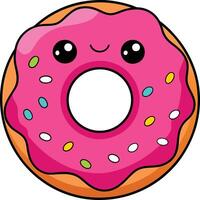 A cartoon donut with a pink icing and sprinkles vector