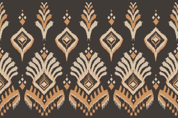 Hand drawn tribal style fabric pattern. Ethnic Ikat oriental seamless pattern. Edge decoration. for carpet, clothing, batik, motif.