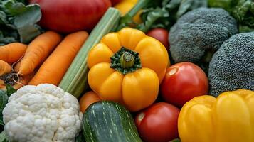 Studio-Captured Close-Up View of Radiant Fresh Vegetables photo