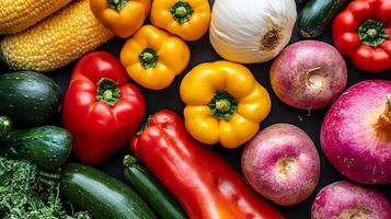 Close-Up View of Colorful Vegetables in Vibrant Studio Lighting photo